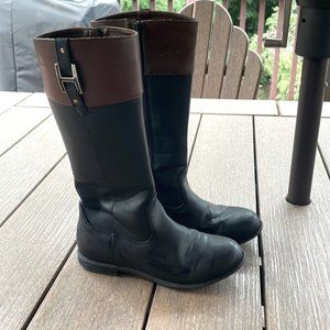 Tommy Hilfiger riding boots black/brown girls size 4 Y